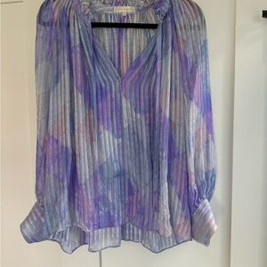 Love Shack Fancy Blouse Blues and Purples, Size Medium, EUC